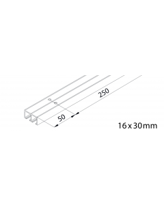 EKU Clipo 16 skinne utenpåliggende 2 spor 16GS glassdører 3,5 m